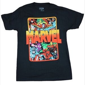 Marvel Black T-Shirt with Colorful Superhero Print